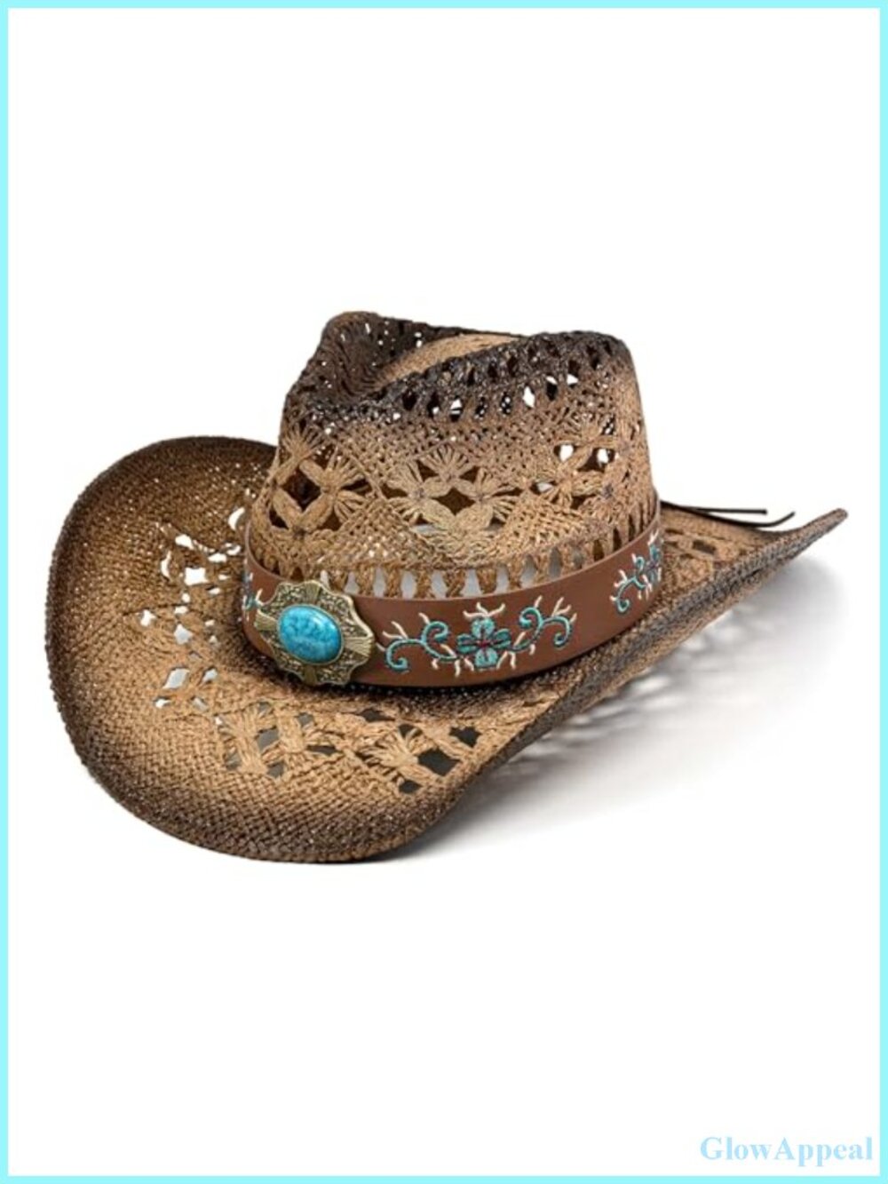 Women Straw Cowboy Hat Wide Brim Shapeable Summer Beach Sun Hat